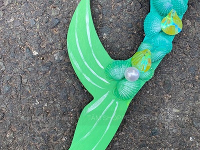 Mô hình Nàng tiên cá Handmade vỏ sò ốc [Bằng gỗ - 3 màu] KT53x14cm MOHINH-PCB-02